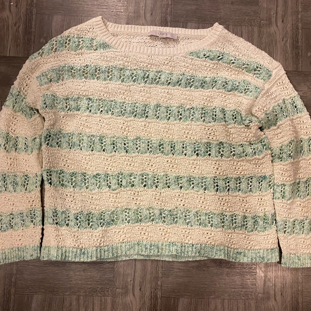 Loft Stripped Crochet Sweater